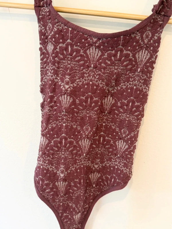 Purple Patterned Free People Bodysuit