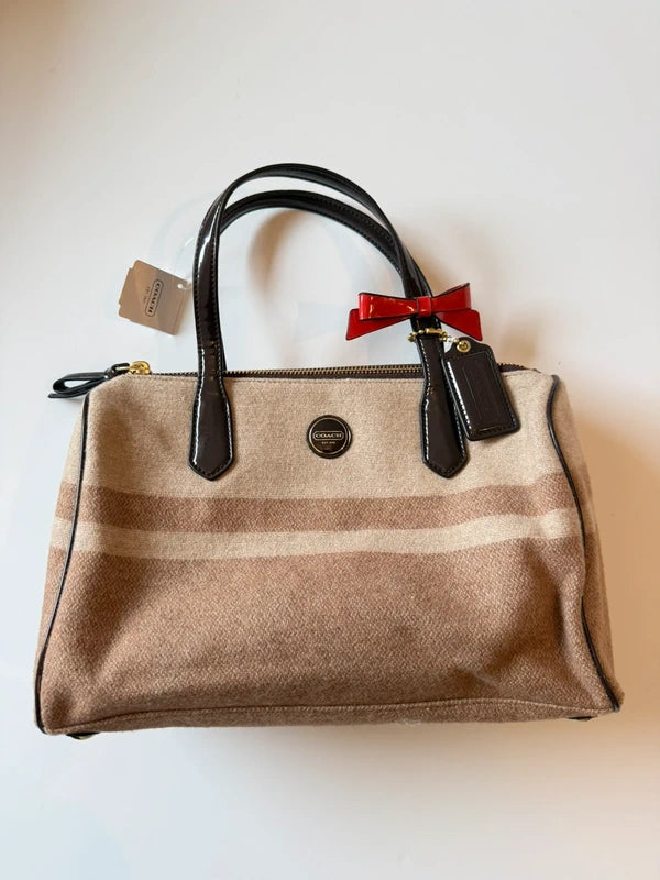 Coach Signature Stripe Wool Satchel Handbag