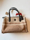 Coach Signature Stripe Wool Satchel Handbag