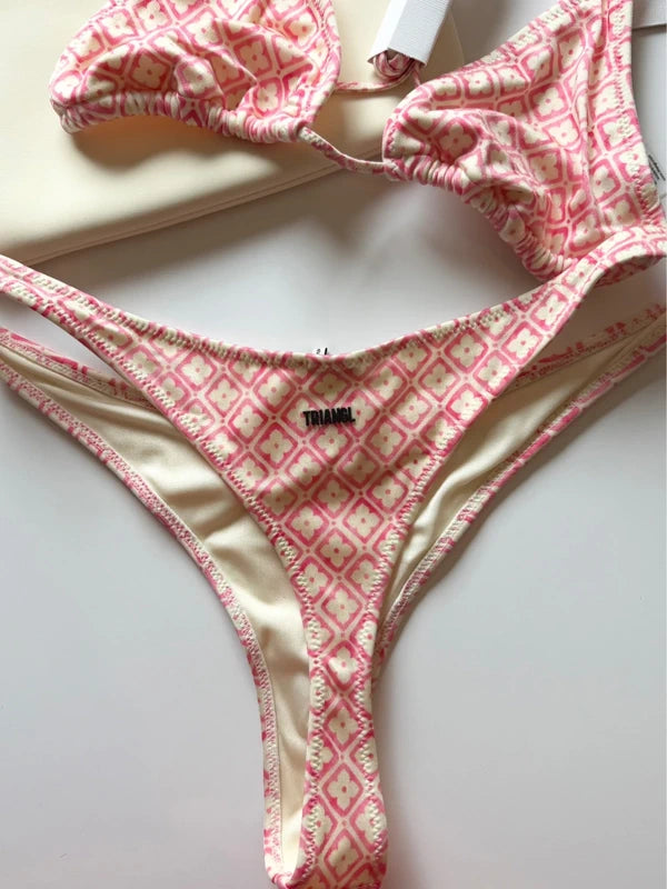 Vinca - Porte Pink Geometric Triangle Bikini Set