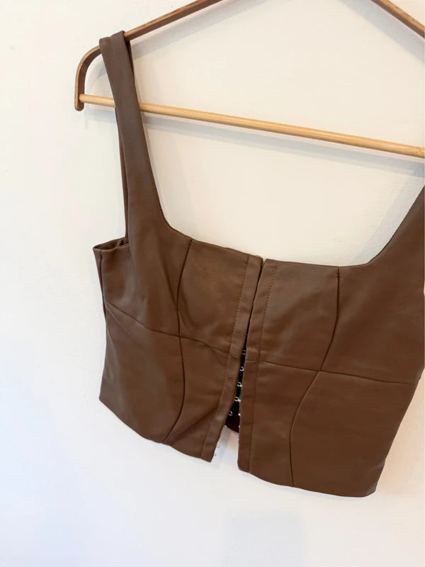 Brown Leather Edikted Top