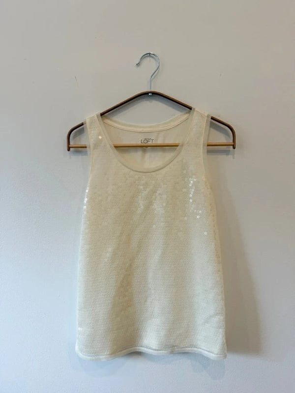 Loft White Glitter Tank