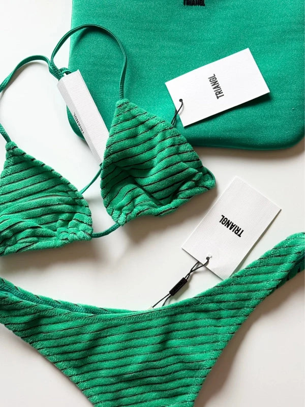 Vinca - Hube Green Terry Toweling Triangle Bikini Set