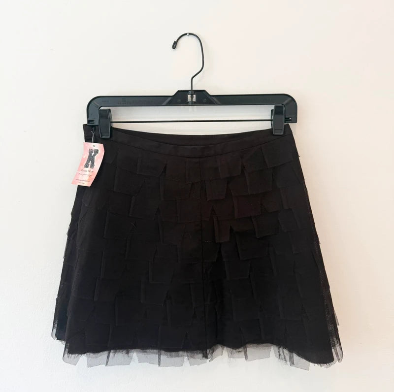 BCBG Dark Brown Ruffle Textured Skirt