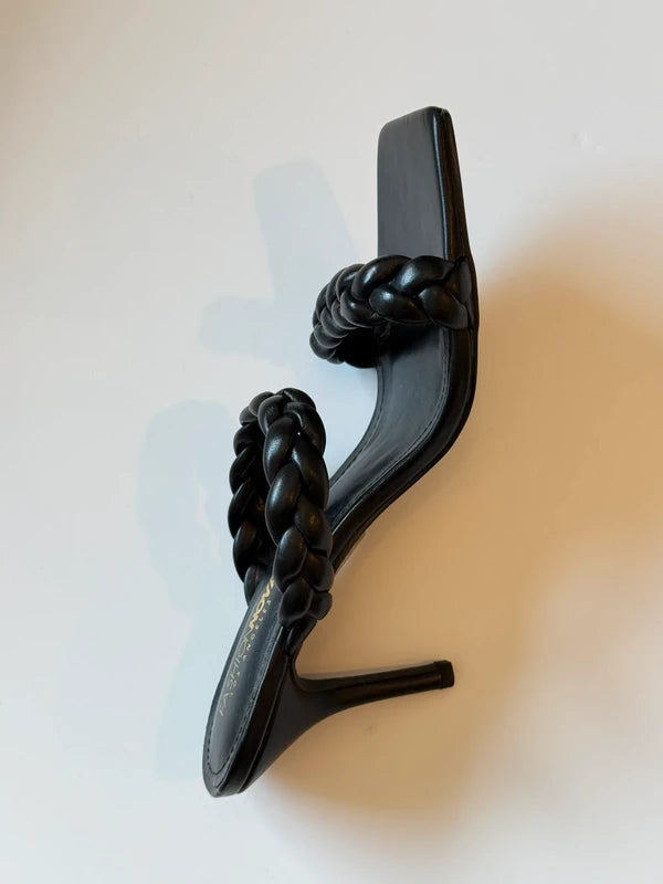 Fashion Nova Black Braided Heels
