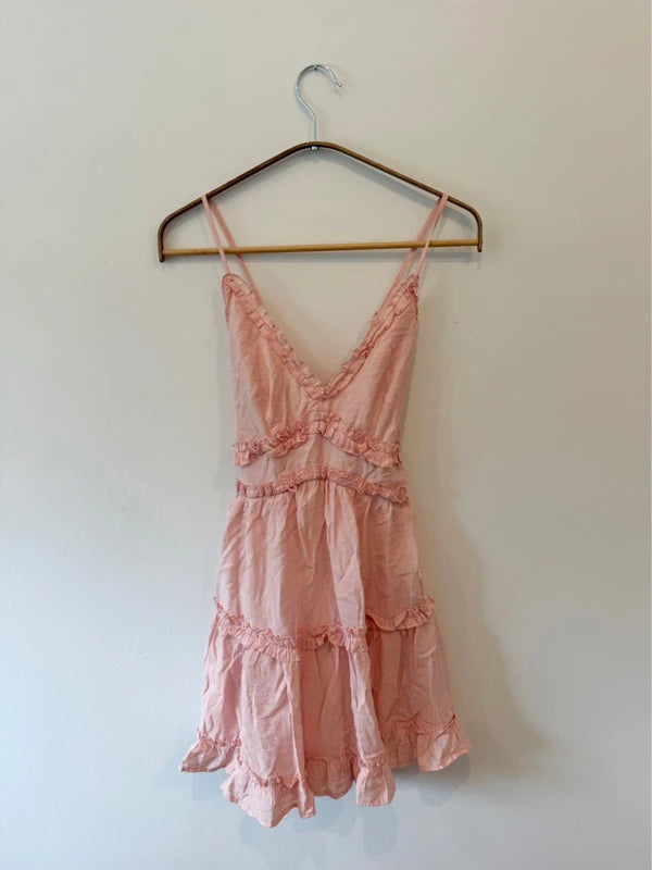 Pink Ruffle Dress with Adjustable Straps
