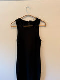 L’AGENCE Black Sleeveless Fishtail Ruffle Flare Midi Dress