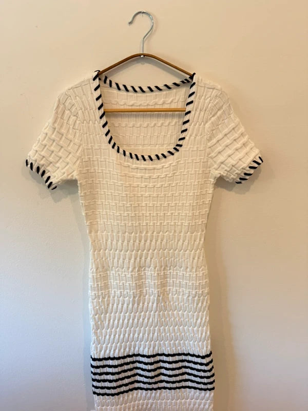 Commense Textured Knit Midi Dress