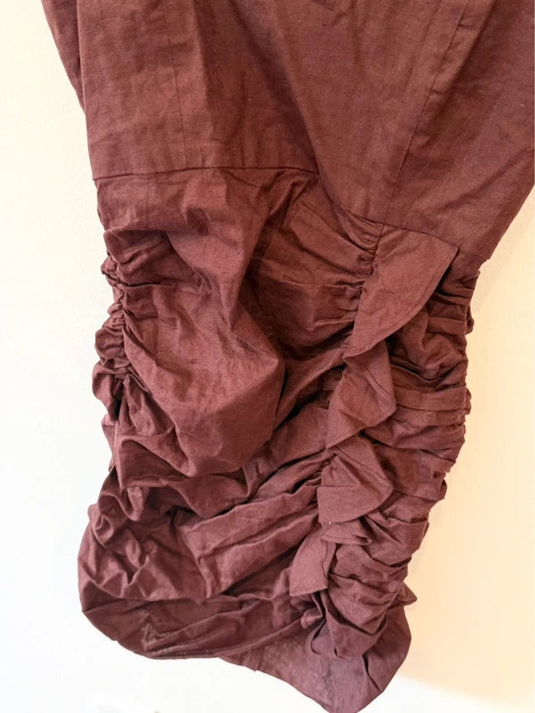 Zara Linen Blend Ruched Mini Dress