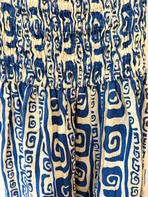 Faithfull the Brand Musee White and Blue Dress