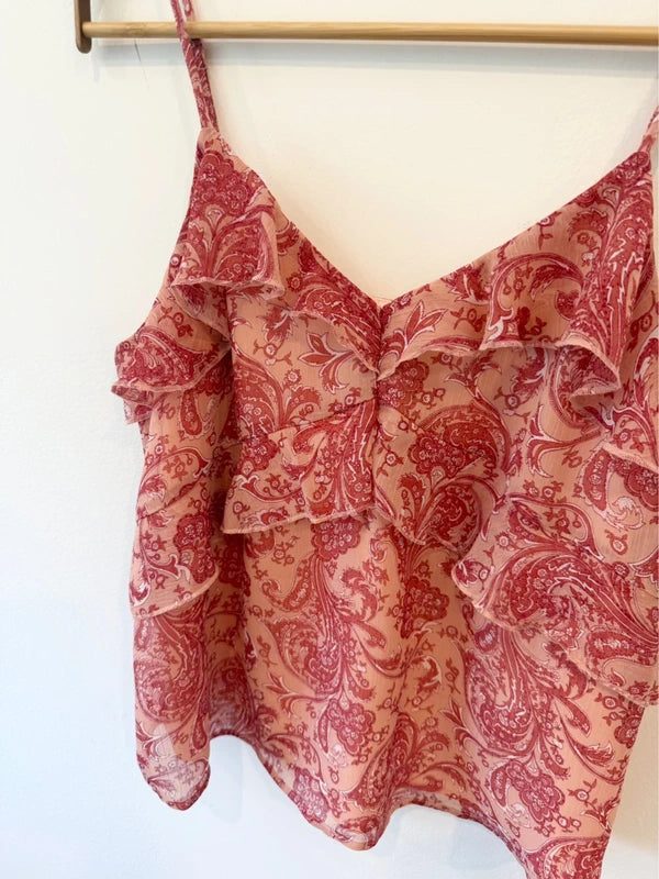 Express Paisley Ruffle Trim Cami