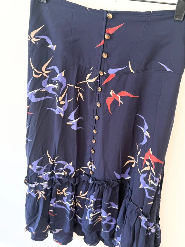 Anthropologie Maeve Merida Flounced Midi Skirt