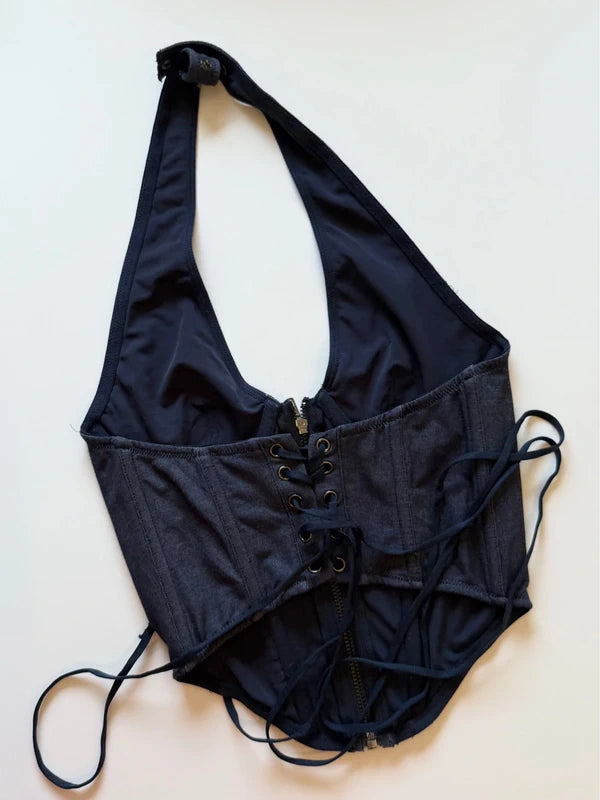 Denim Corset Halter Top