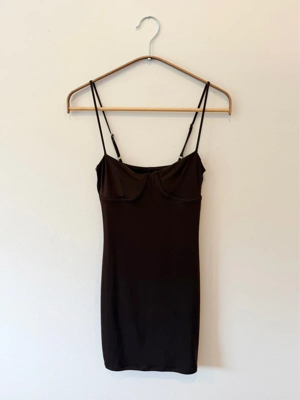 Brown Silk Mini Dress