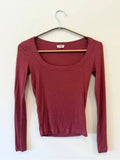 Cotton On Burgundy Long Sleeve Scoop Neck