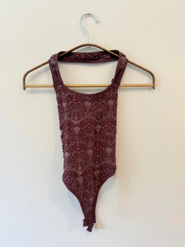 Purple Patterned Free People Bodysuit